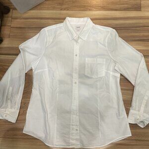 J Crew Factory White Cotton Blouse NWT Size L